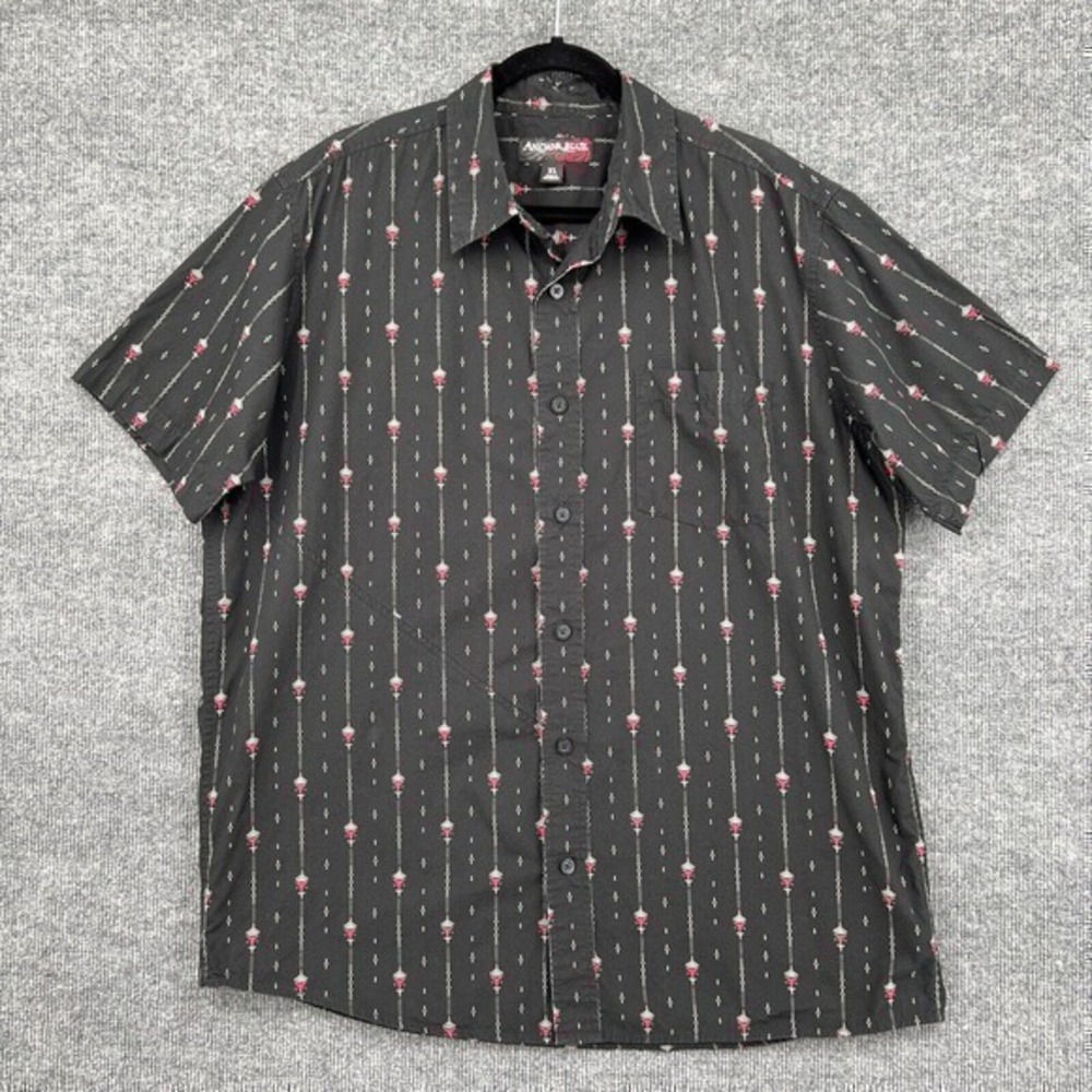Vintage Anchor Blue Shirt Mens Extra Large Black Button Up Short Sleeve Casual